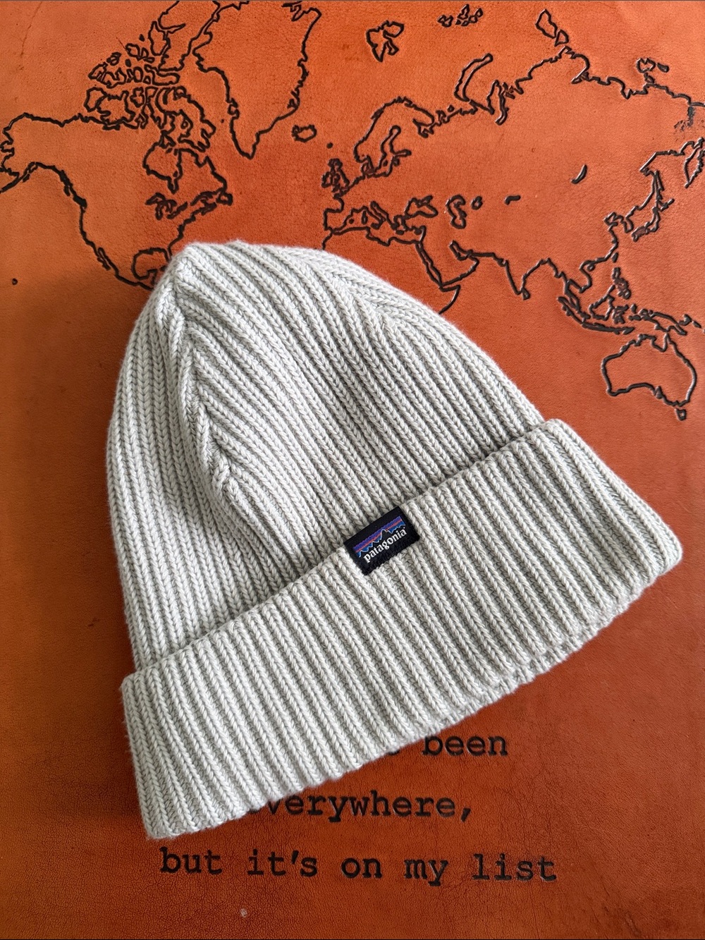 Patagonia Beige Ribbed Knit Beanie